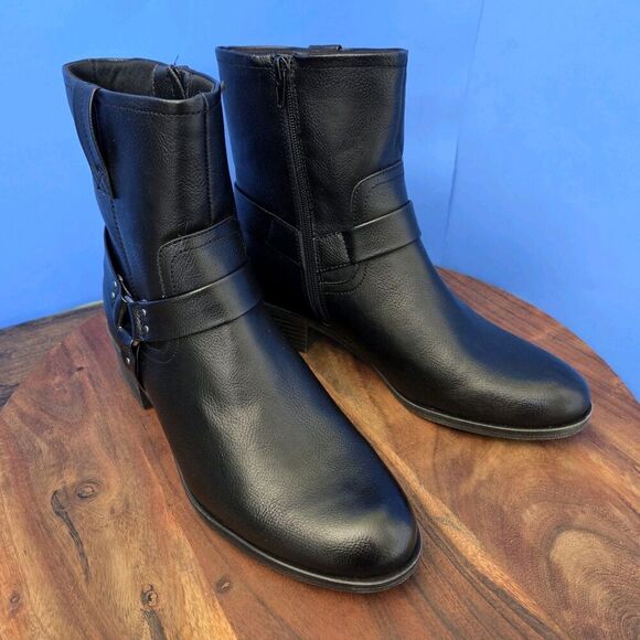 Frye and Co Elodie Moto Boot Black Stacked Heel Cushioned Women's 11M NWT - Picture 12 of 13